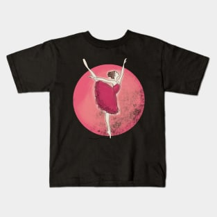 Ballet Dancer under the red moon, Water Color design Kids T-Shirt